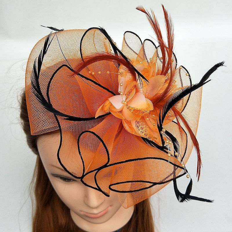 Special Occasion Fascinators Net Wedding Hats Flower Headpiece & Beading