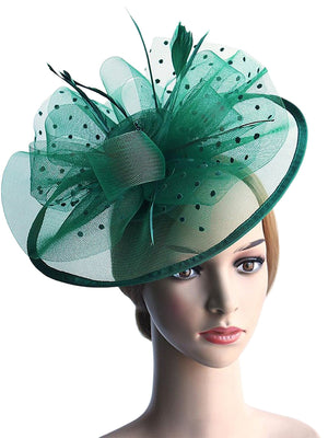 Vintage Organza Fedora Hat Wedding Ladies Day Fascinators/Headpiece with Feather & Bow
