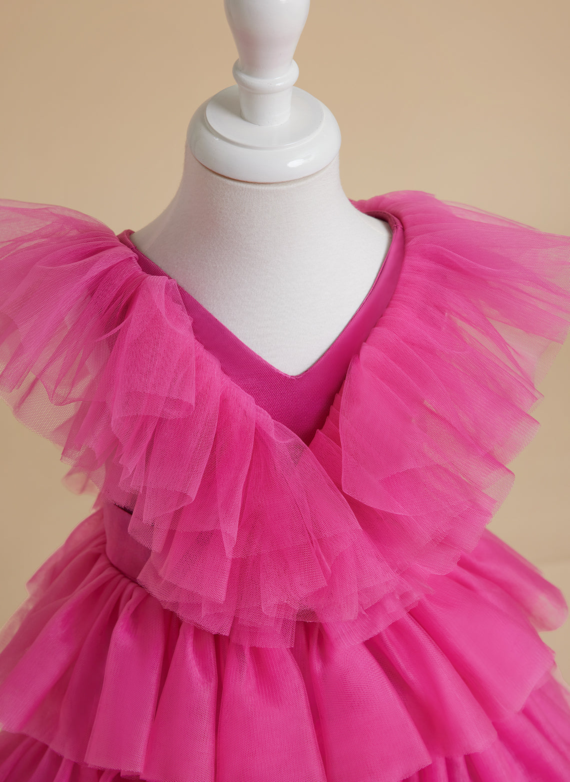 Ball-Gown/Princess Fuchsia Sleeveless Tulle Flower Girl Dress with Ruffles