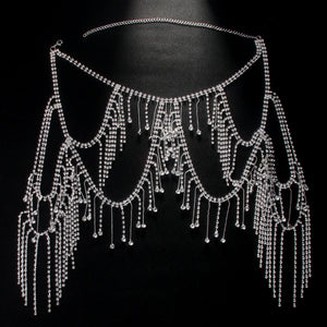Luxury Elegant Rhinestone Tassel Body Chain Dress Accessories