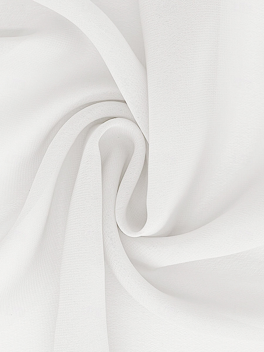 A-Line/Princess Little White Dresses For Formal/Wedding Dresses V-Neck Long Sleeves Ankle-Length Chiffon Daily Dresses With Pleats&Back Zipper