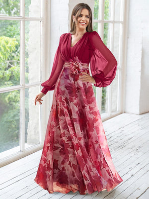 floral print mother of the bride dress
