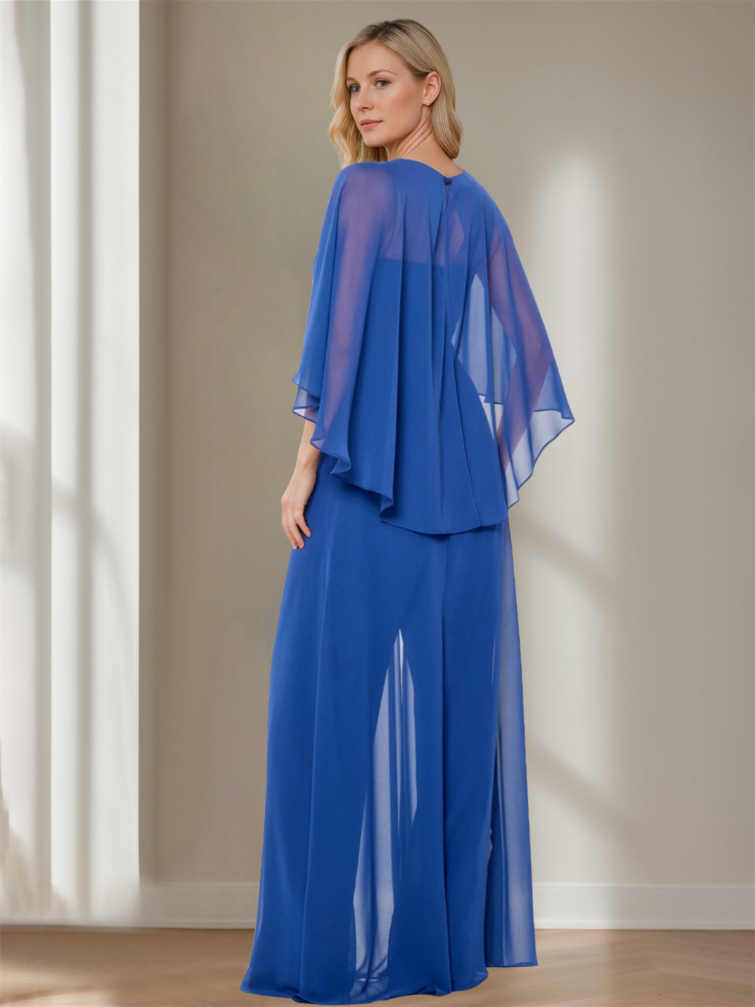 Sheath Bateau Neck Capelet Mother of the Bride Dresses