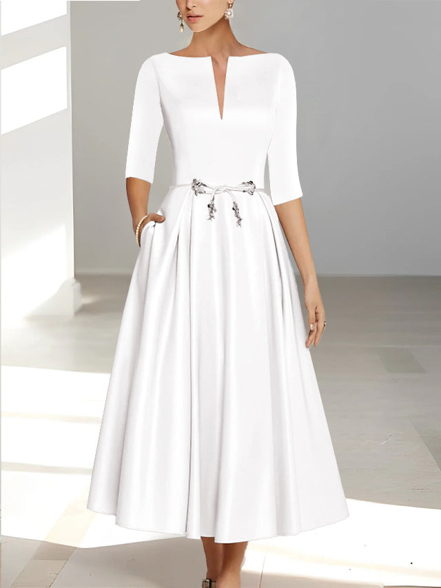 A-Line/Princess Half Sleeves Ankle Length Mother Of The Bride Dresses  & Groom With Pockets