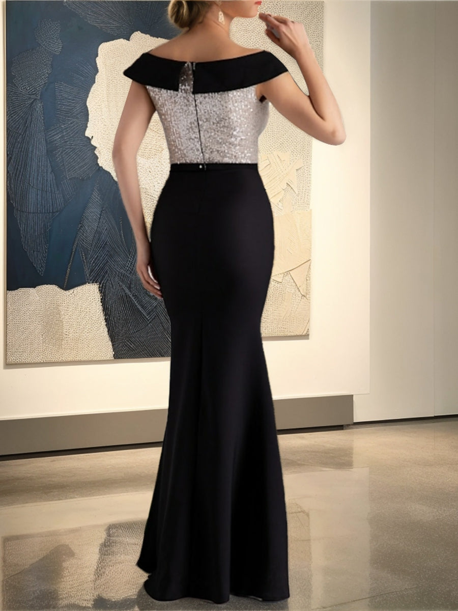 Trumpet/Mermaid Off-the-Shoulder Floor-Length Mother of the Bride & Groom Dresses with Sequins