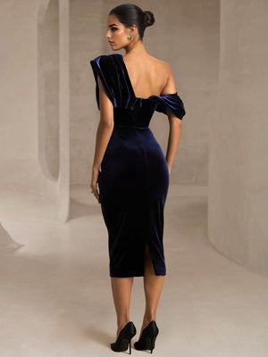 Mermaid Mother Of The Bride Dresses Elegant Dress Short Sleeve One Shoulder Tea Length Ruched Cocktail