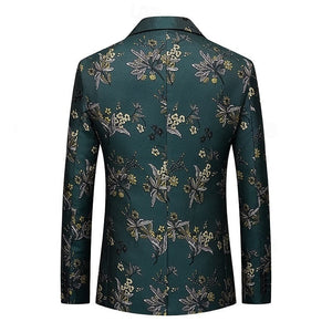 Men's Tailored Fit Single Breasted Print Floral Blazer Wedding Suits