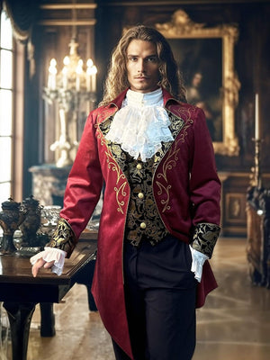 Men's Steampunk Vintage Exquisite Floral Coat Tuxedo Suit