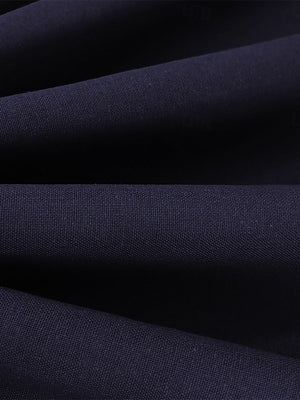 Navy Blue Men's Solid Colored 2 Pieces Single Breasted Two-buttons Casual Business Suits