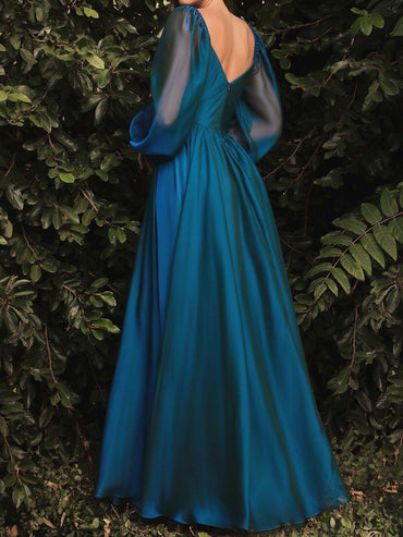 A-Line/Princess V-Neck Long Sleeves Floor-length Long Dresses