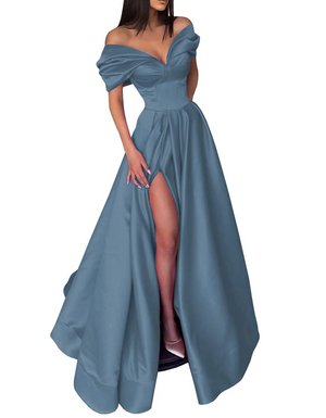 A-Line/Princess Off-the-Shoulder Long Evening Dresses With Split Side