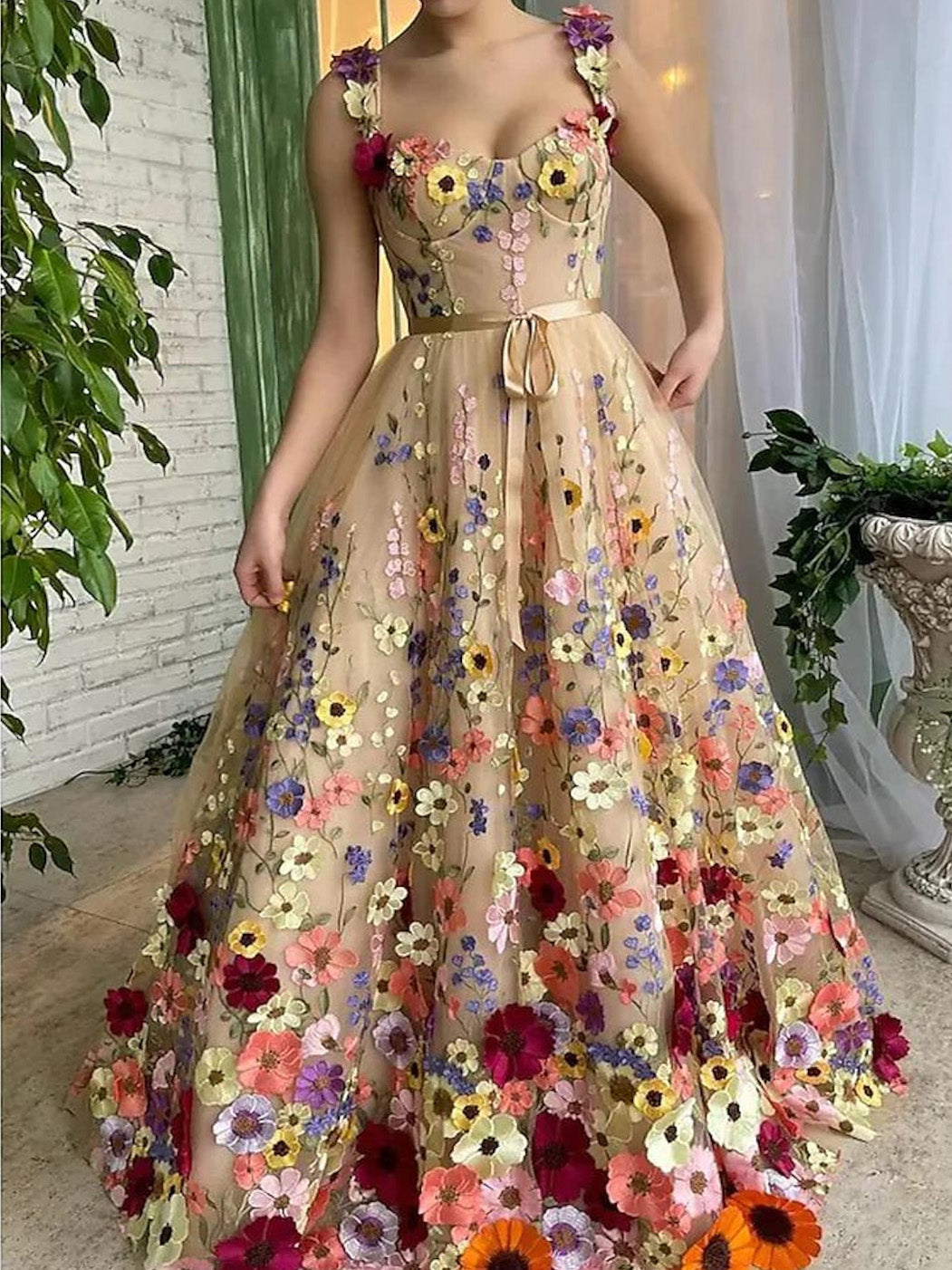 A-Line/Princess Sweetheart Long Prom Dresses With Embroidery – Nafori