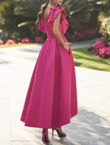 A-Line Cocktail Dresses Elegant Princess V-Neck Asymmetrical High Low Dresses