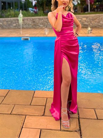Sheath/Column Spaghetti Straps Floor-length Prom Dresses