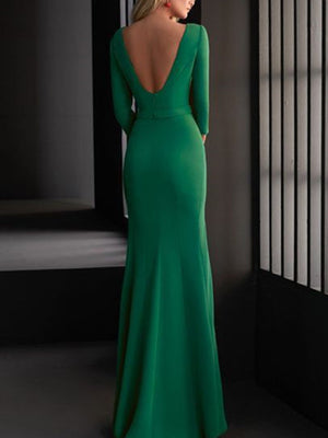 Sheath/Column V-Neck Floor-length Evening Dresses