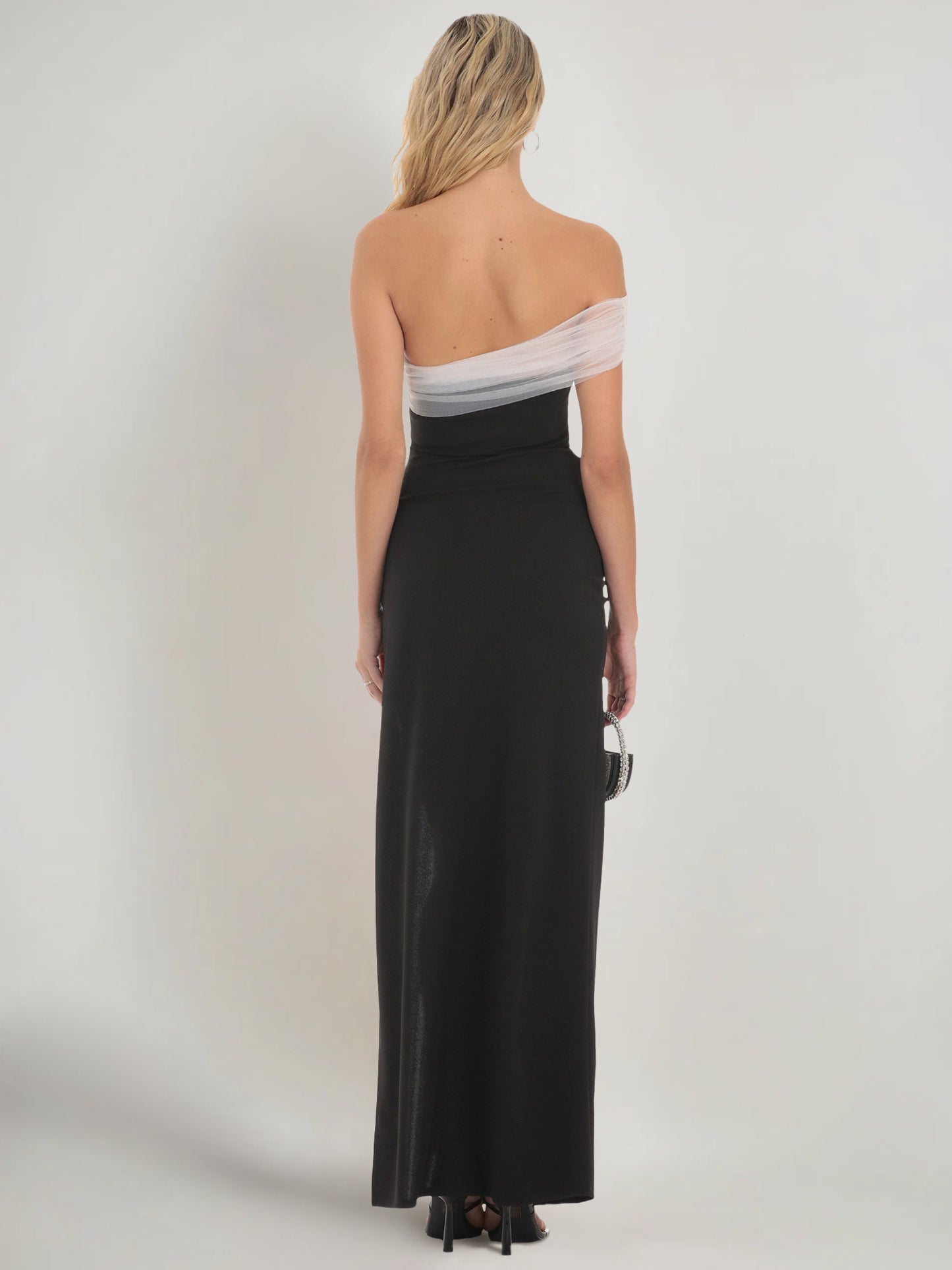 Sheath/Column Prom Dress One Shoulder Sleeveless Ankle Length Wedding Guest Dress With Side Slit Ruffles