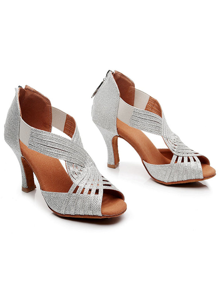 Women's Dancewear Shoes Rhinestone Sparkling Glitter Buckle High Heel Peep Toe Bridal Shoes
