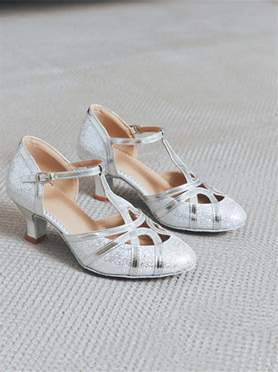 Women's Dancewear Shoes Rhinestone Low Heel Round Toe Bridal Shoes