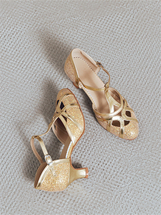 Women's Dancewear Shoes Rhinestone Low Heel Round Toe Bridal Shoes