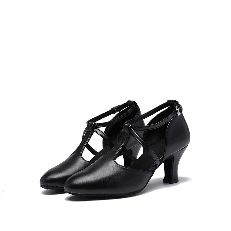 Women's Dancewear Shoes Buckle Low Heel Closed Toe T-Strap Shoes