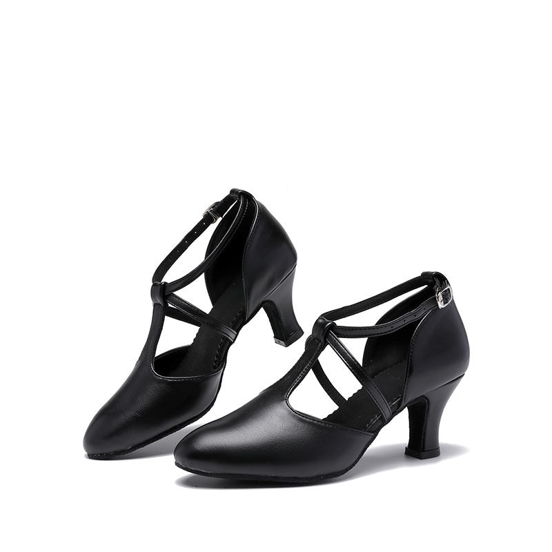 Women's Dancewear Shoes Buckle Low Heel Closed Toe T-Strap Shoes