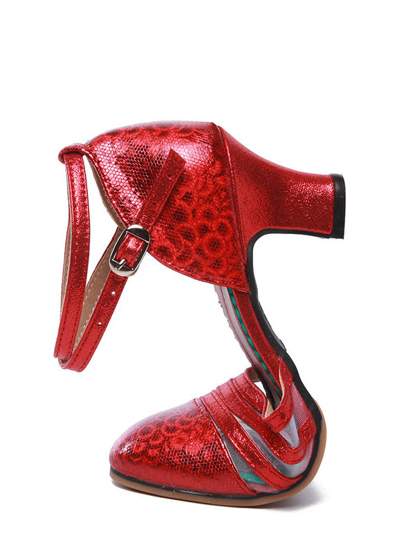 Women's Dancewear Shoes Buckle Low Heel Closed Toe Latin Dance Shoes
