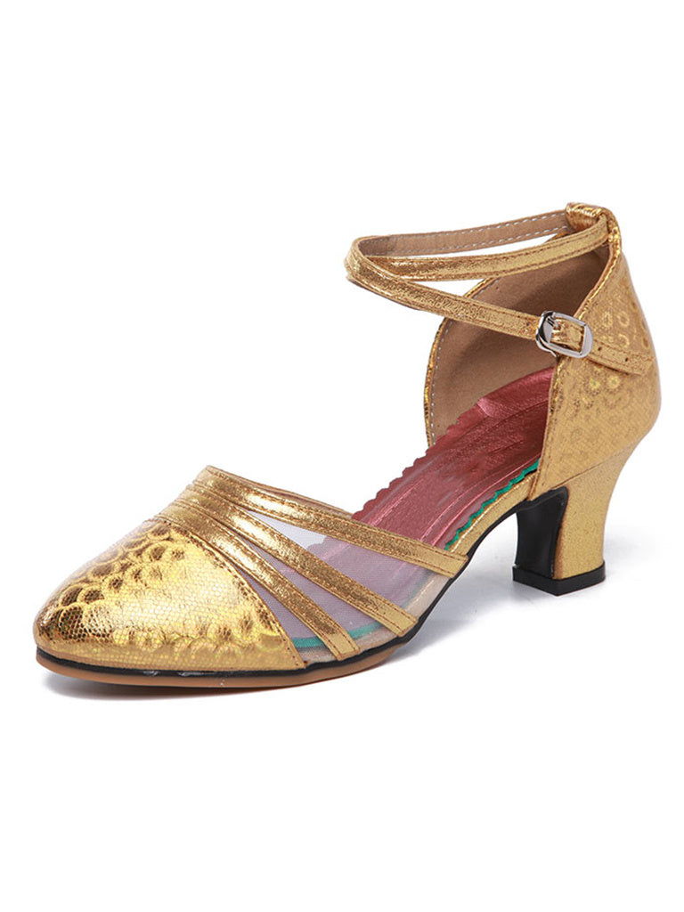 Women's Dancewear Shoes Buckle Low Heel Closed Toe Latin Dance Shoes