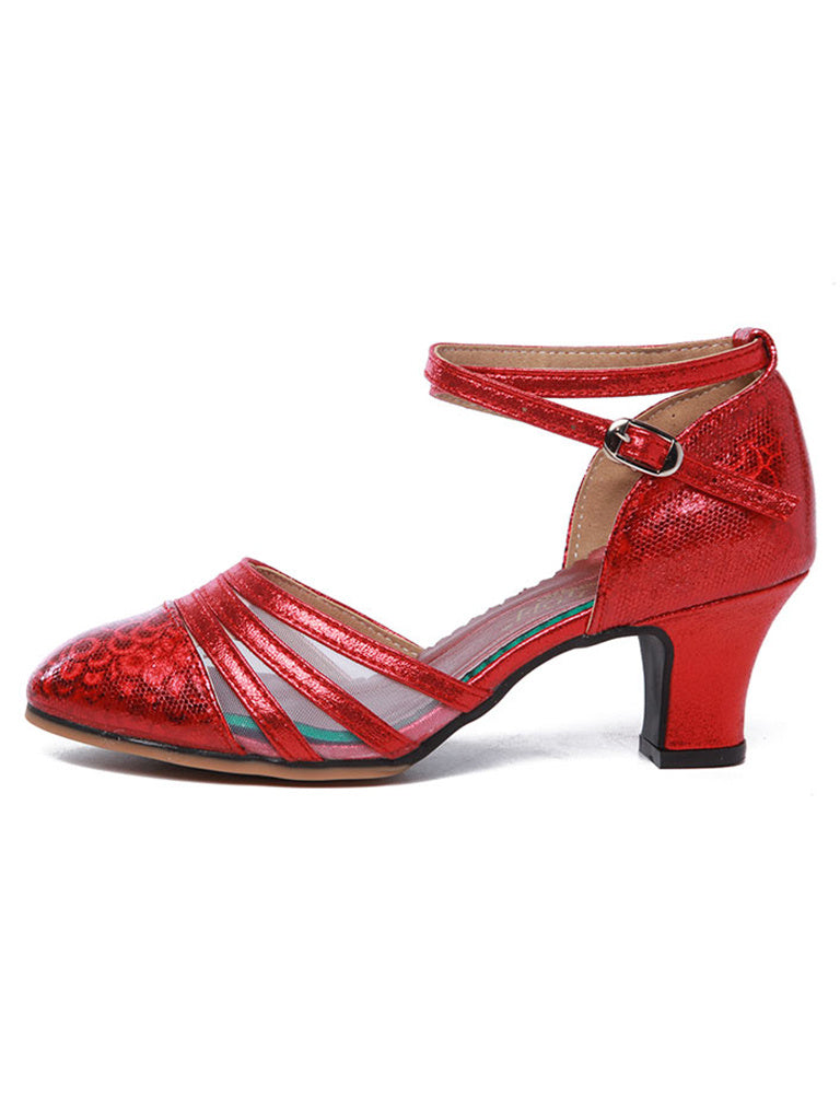 Women's Dancewear Shoes Buckle Low Heel Closed Toe Latin Dance Shoes