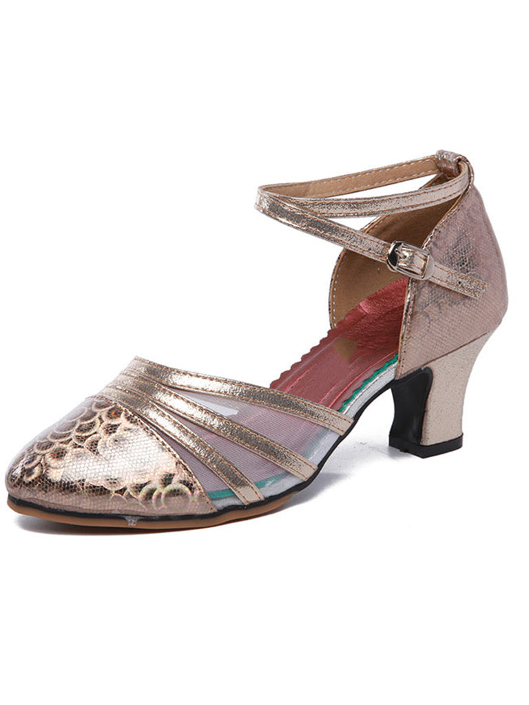 Women's Dancewear Shoes Buckle Low Heel Closed Toe Latin Dance Shoes