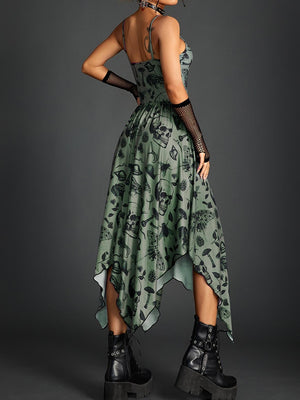 A-Line/Princess Spaghetti Straps Sleeveless Asymmetrical Halloween Performance Costumes Dress with Ruffles