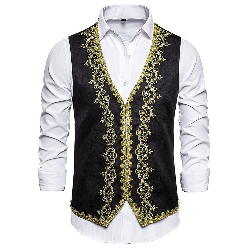 Men's Masquerade Party / Evening Retro Vintage Rococo Victorian Waistcoat Prince Embroidery Vest