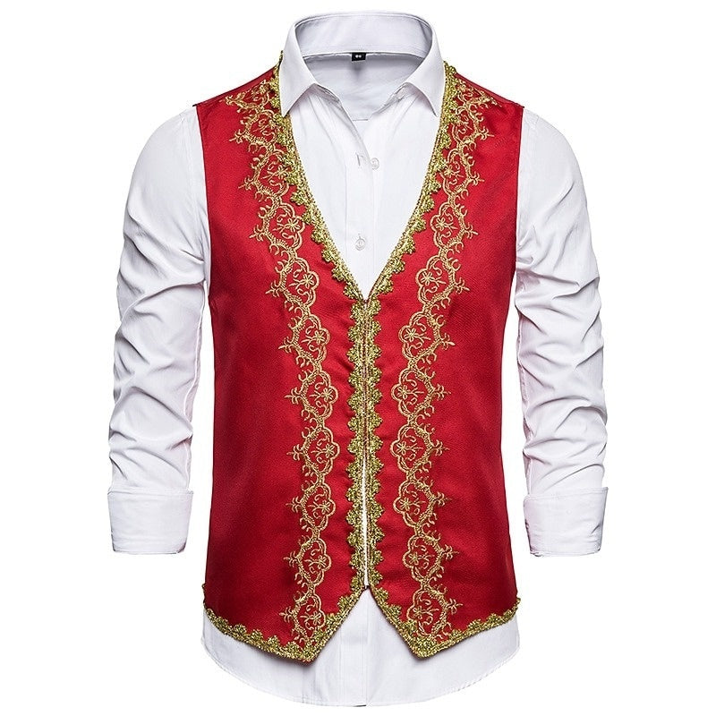 Men's Masquerade Party / Evening Retro Vintage Rococo Victorian Waistcoat Prince Embroidery Vest