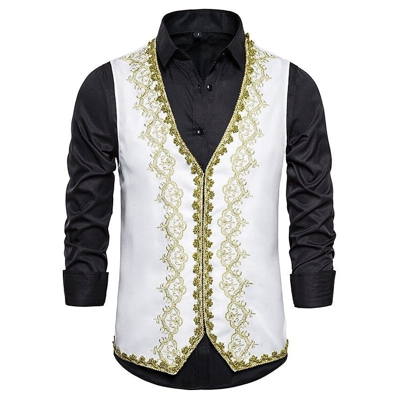 Men's Masquerade Party / Evening Retro Vintage Rococo Victorian Waistcoat Prince Embroidery Vest