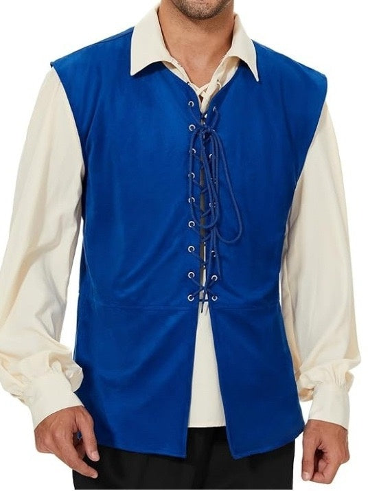 Men's Retro Vintage Medieval Ren Faire Pirate Viking Ranger Celtic Halloween Carnival Party Vest
