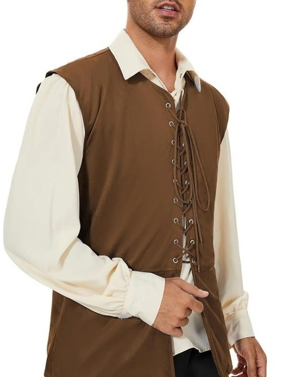 Men's Retro Vintage Medieval Ren Faire Pirate Viking Ranger Celtic Halloween Carnival Party Vest