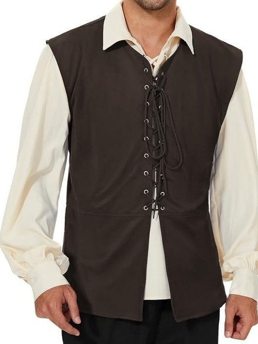 Men's Retro Vintage Medieval Ren Faire Pirate Viking Ranger Celtic Halloween Carnival Party Vest