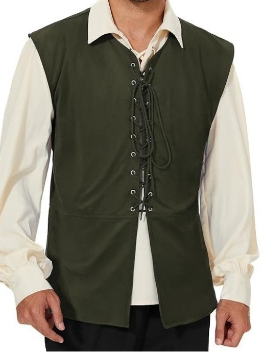 Men's Retro Vintage Medieval Ren Faire Pirate Viking Ranger Celtic Halloween Carnival Party Vest