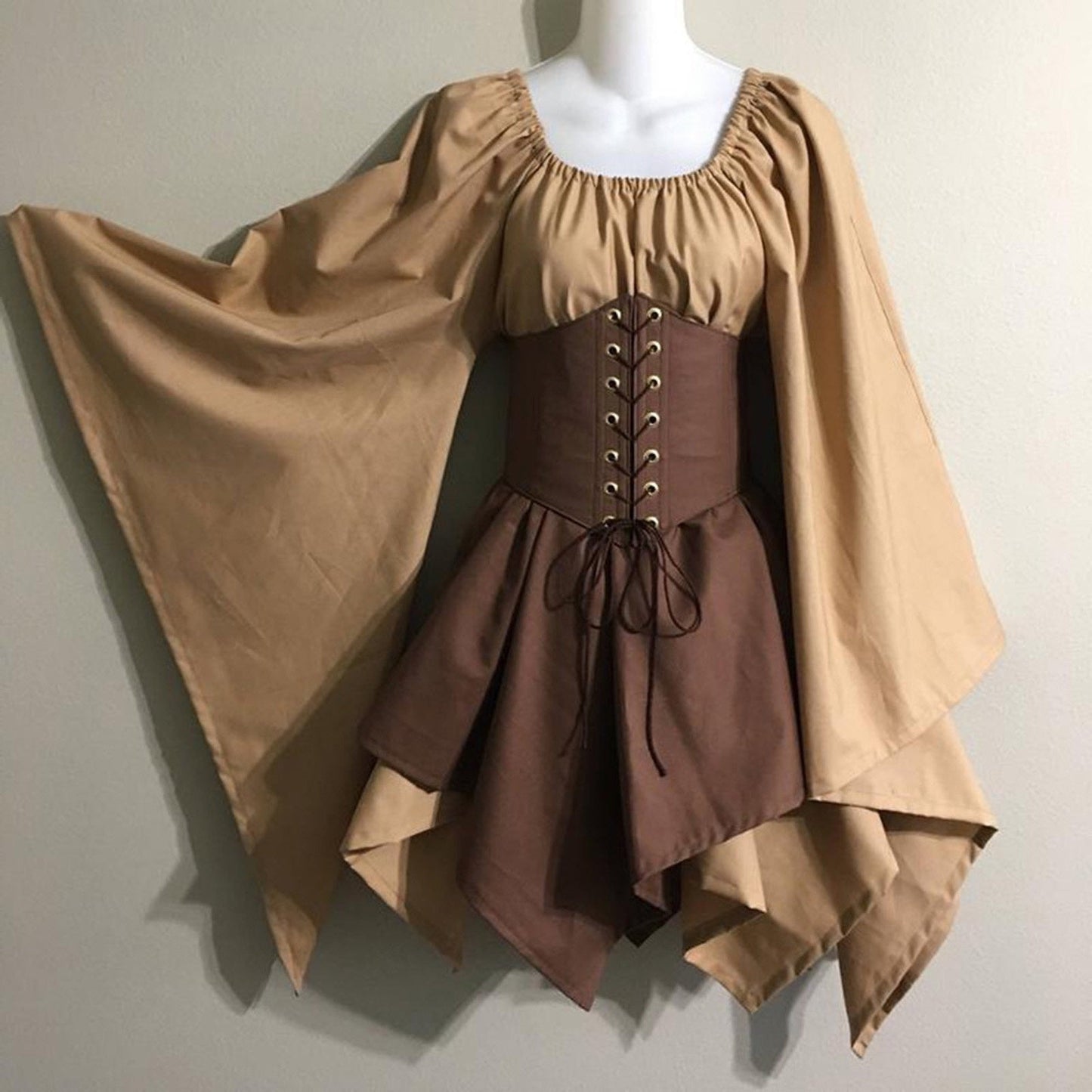Women's Medieval Vintage Short / Mini Ren Faire Princess Viking Ranger Archery Celtic Pirate Fantasy Party / Cocktail Dress