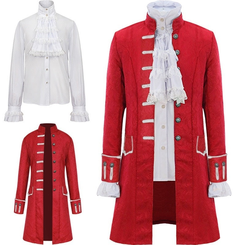 Men's Retro Vintage Medieval Victorian 2 PCS Vampire Cosplay Halloween Party Outfits