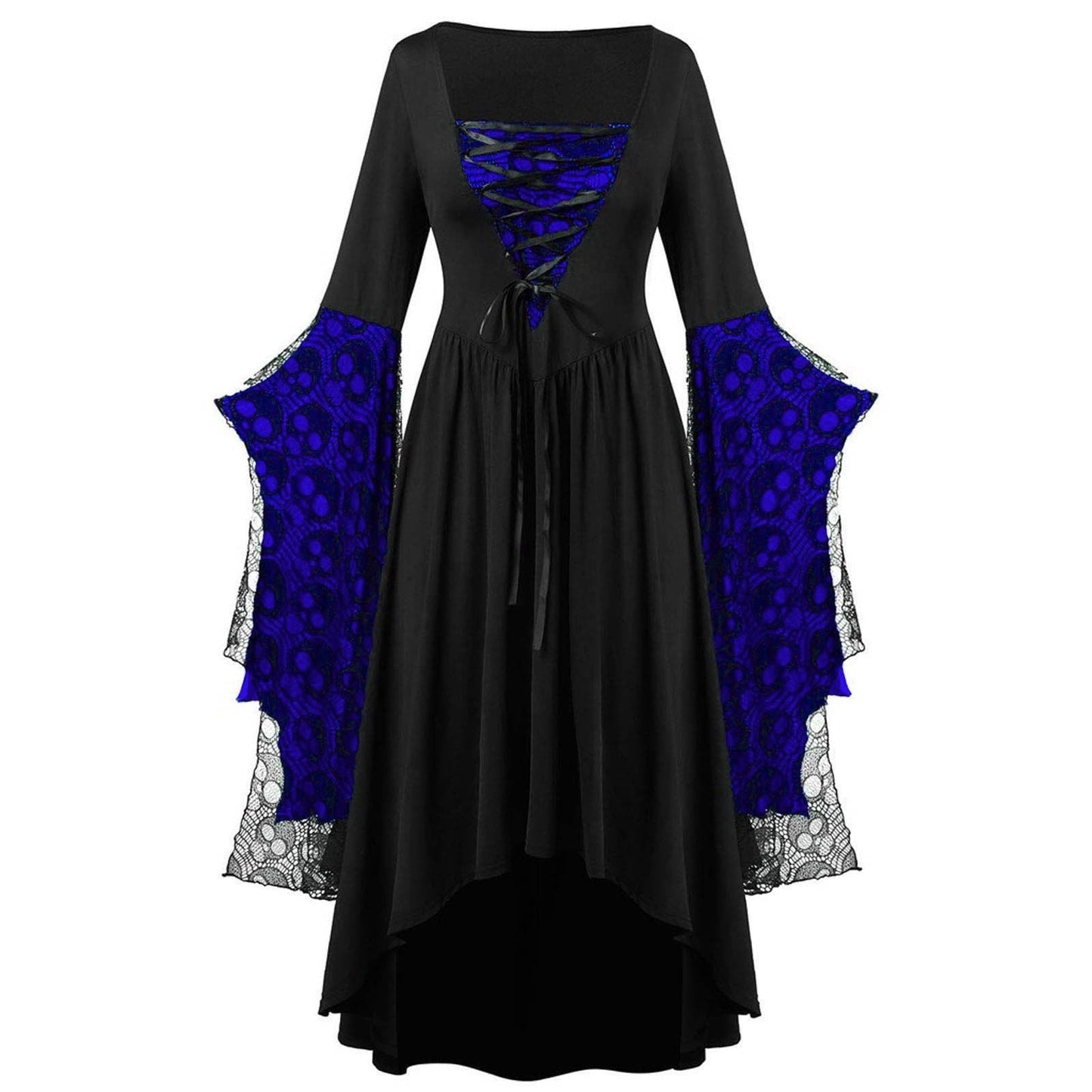 A-Line/Princess Square Neck Long Sleeves Floor-Length Retro Vintage Punk & Gothic Medieval Halloween Dress