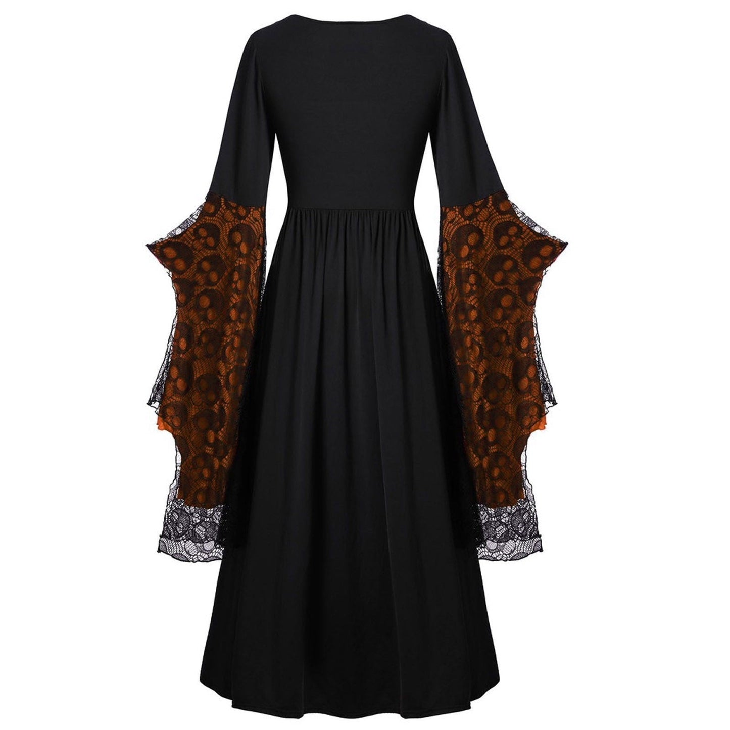 A-Line/Princess Square Neck Long Sleeves Floor-Length Retro Vintage Punk & Gothic Medieval Halloween Dress