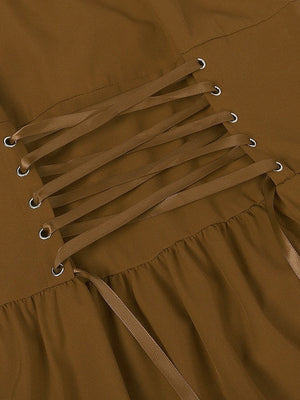 A-Line/Princess Asymmetrical Neck Sleeveless Tea-Length Retro Vintage Punk & Gothic Renaissance Steampunk Dress