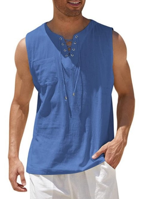 Men's 17th Century Pirate Knight Ritter Viking Drawstring Halloween Masquerade Casual Daily Shirt