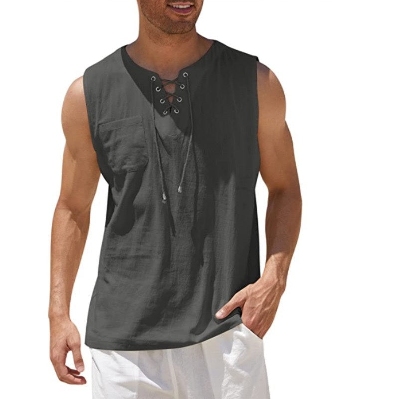 Men's 17th Century Pirate Knight Ritter Viking Drawstring Halloween Masquerade Casual Daily Shirt
