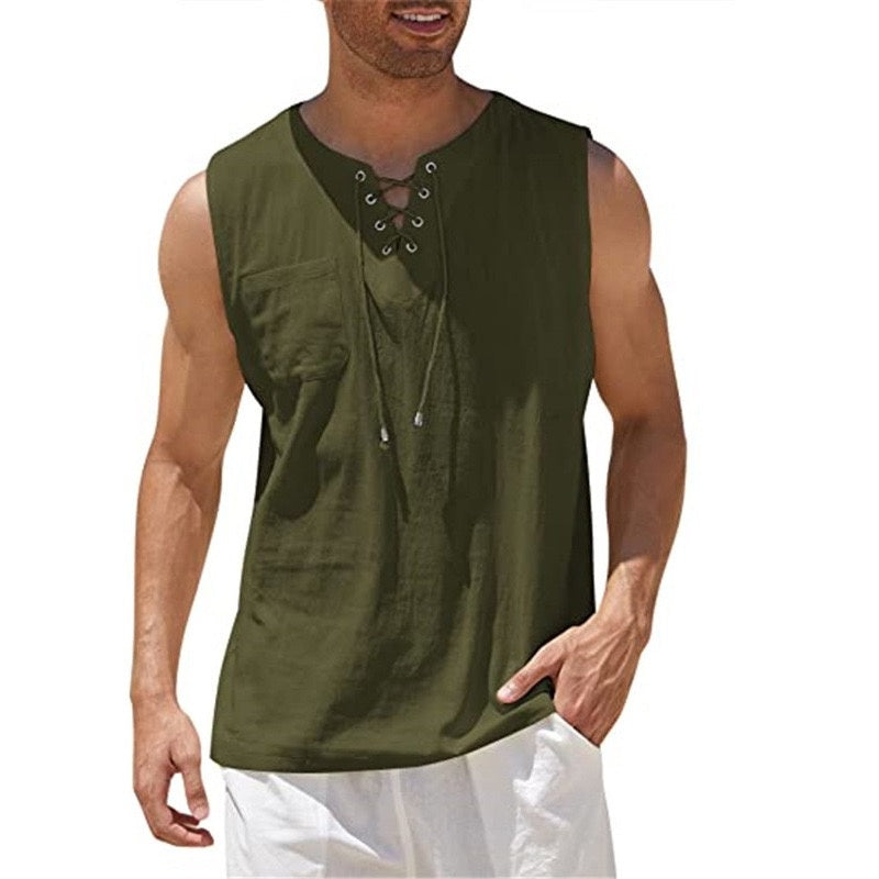 Men's 17th Century Pirate Knight Ritter Viking Drawstring Halloween Masquerade Casual Daily Shirt