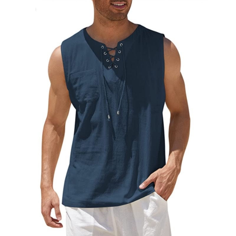 Men's 17th Century Pirate Knight Ritter Viking Drawstring Halloween Masquerade Casual Daily Shirt