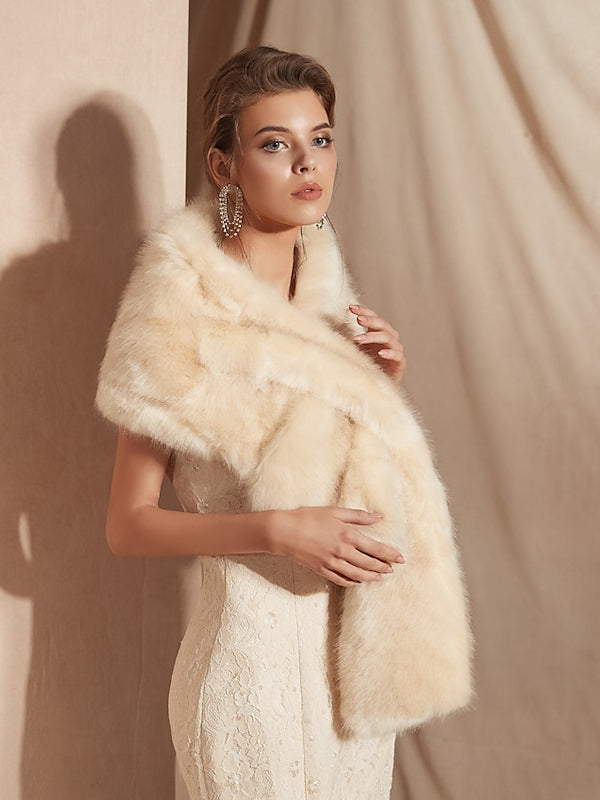 Black Bridal Shawls Winter Faux Fur Wraps Fall Wedding Party Evening Women‘s Wrap With Pure Color