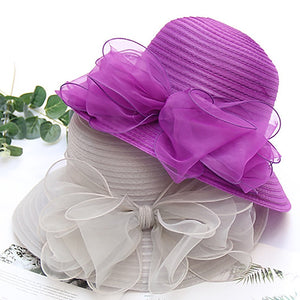 Fascinators Organza Holiday Beach Elegant Vintage With Pure Color Appliques Headpiece with Bowknot