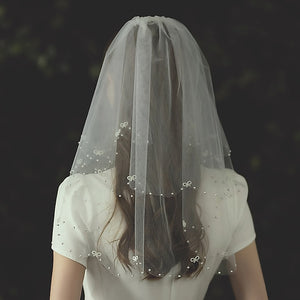 Two-tier Cute / Stylish / Birthday Wedding Veil with Faux Pearl Tulle