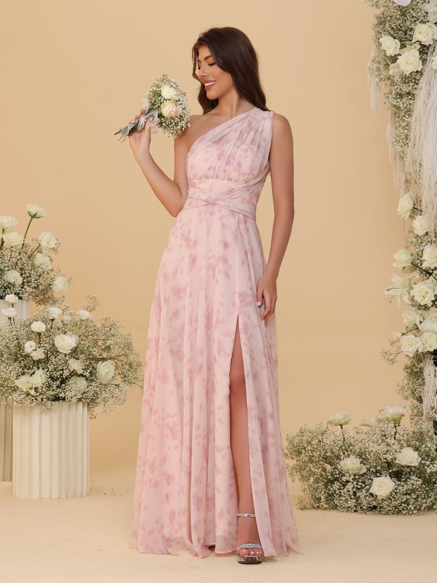 A-Line/Princess Convertible Infinity Bridesmaid Dresses with Pleats